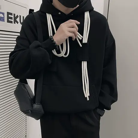 春秋季连帽卫衣男2023新款高级感长袖t恤原宿日系ins潮牌痞帅外套图片