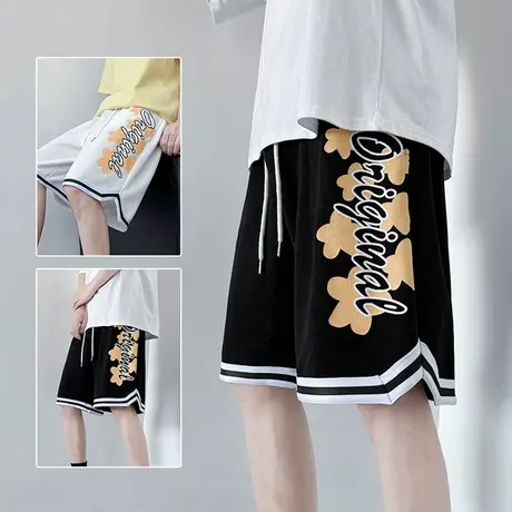 潮流休闲运动短裤男夏季薄款宽松篮球五分裤ins速干字母印花中裤图片