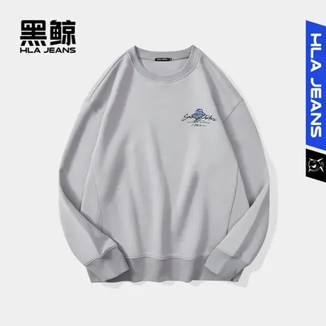 黑鲸HLAJEANS海澜之家旗下潮牌印花圆领卫衣男宽松套头卫衣图片