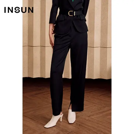 INSUN恩裳夏季直筒廓形开叉休闲裤图片