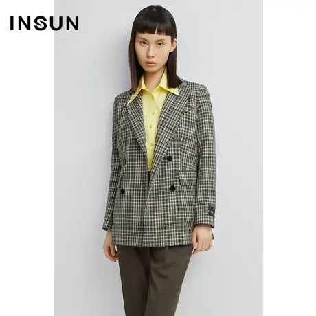 INSUN恩裳秋季苏格兰格纹复古风西装外套图片