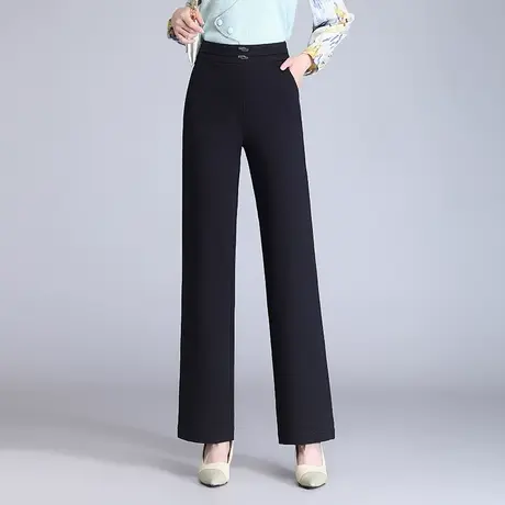 黑色阔腿西装女2023秋季新款高腰显瘦宽松垂感百搭休闲直筒长裤子商品大图
