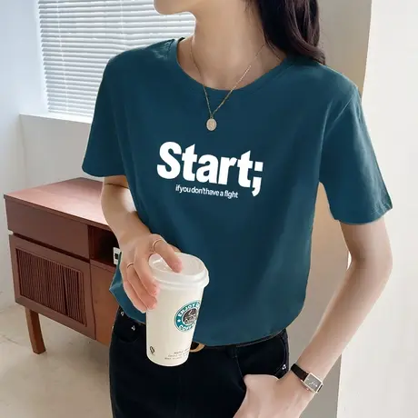 t恤女短袖宽松纯棉上衣2022年新款夏装百搭半袖大码体恤打底衫潮图片