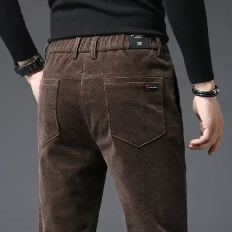 秋冬季男裤加厚灯草绒裤子男士灯芯绒休闲长裤修身小脚加绒保暖裤商品大图