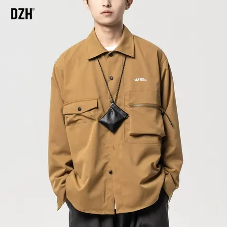 男士美式潮牌工装衬衫男秋季休闲痞帅开衫衬衣2023年新款寸衫外套商品大图