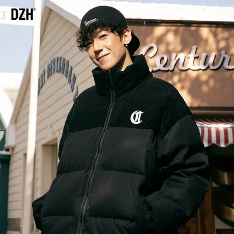 男士灯芯绒拼接棉服男冬季加厚暴露那棉衣外套男款休闲棉袄面包服商品大图