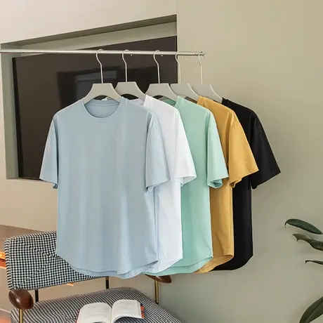 冰丝薄款2023年夏季新款圆领短袖T恤宽松百搭体恤衫上衣潮牌半袖商品大图