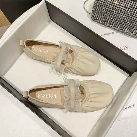 平底单鞋女2023新款夏季百搭仙女风温柔鞋软皮软底配裙子浅口瓢鞋商品大图