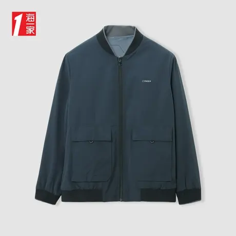 海一家休闲两面穿外套2024春季新款时尚棒球领大口袋简约夹克男商品大图