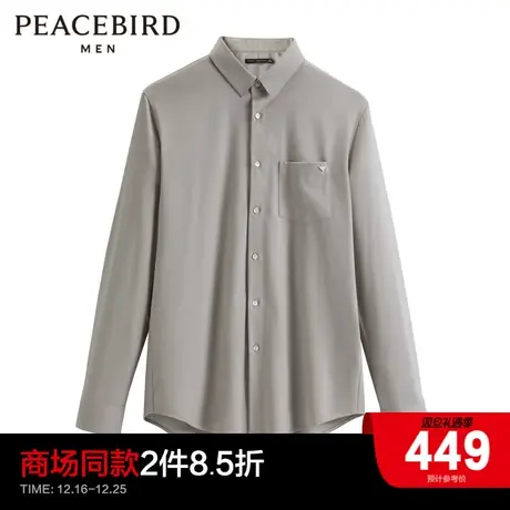 【商场同款】太平鸟男装商务衬衣23冬季新款修身衬衫 B1CAD420商品大图