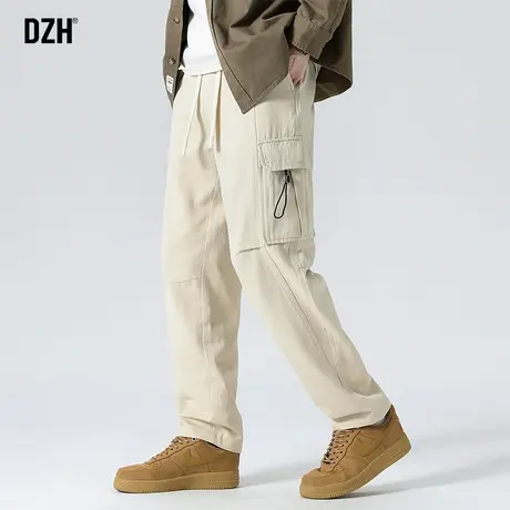 男生卡其色工装裤男直筒宽松潮牌休闲裤子男款2024年新款长裤百搭商品大图