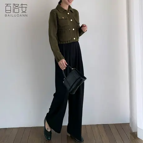 百洛安高腰垂坠感直筒阔腿裤女春季新款气质通勤宽松百搭西装长裤商品大图