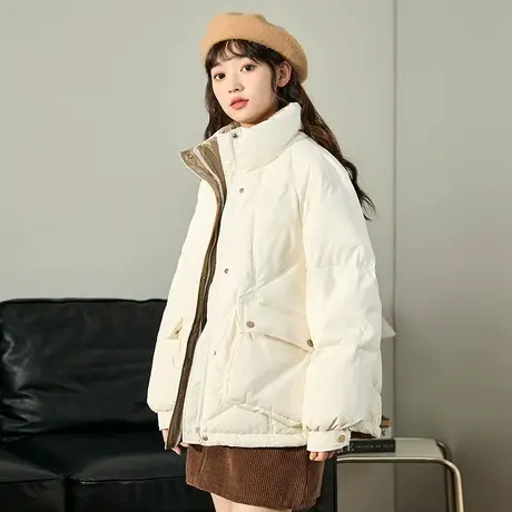 唐狮冬装新款羽绒服女立领短款肌理感时尚保暖厚外套流行上衣2.23图片