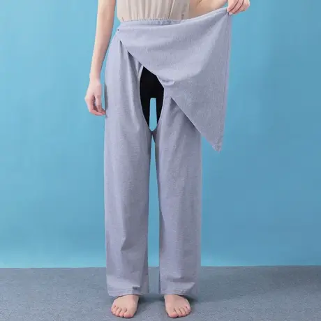 瘫痪卧床老人易穿脱开档护理裤男成人失禁病人全开式活裆裤女商品大图