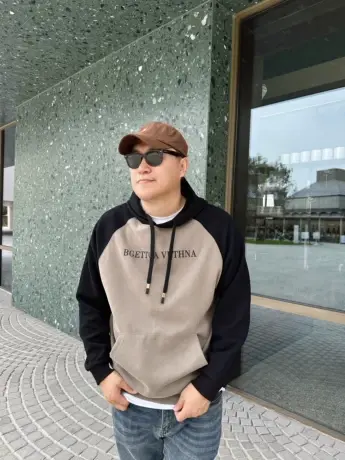 DAEVU秋新款大码男装叉肩拼色潮胖子加肥加大男款长袖连帽卫衣商品大图