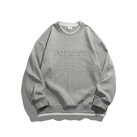 秋季圆领套头男士长袖假两件t恤男生2023新款无帽卫衣春秋款上衣图片