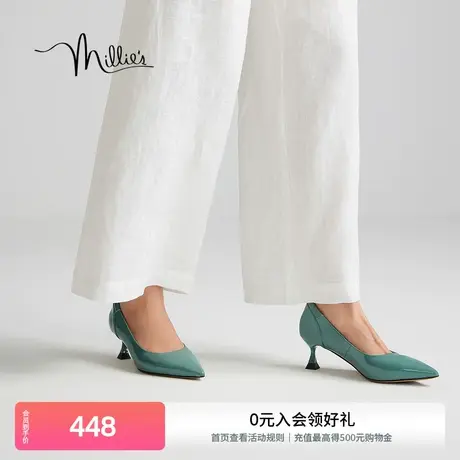 妙丽优雅高跟鞋春季新款时尚气质通勤法式尖头细跟女单鞋36101CQ3图片