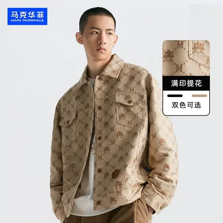 马克华菲2023秋冬新款高街外套男潮牌提花痞帅品质感休闲老花夹克图片