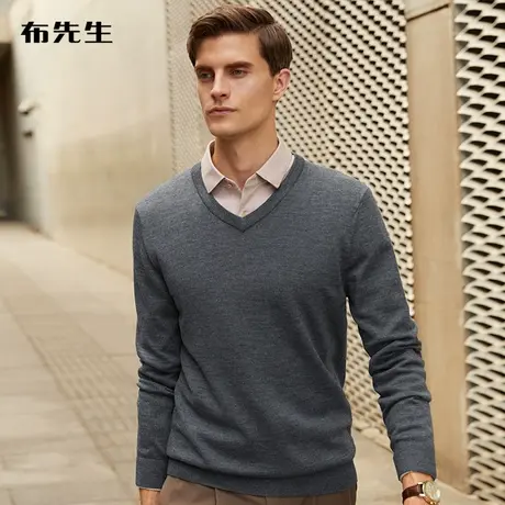 MrBu布先生V领套头内搭羊毛衫男 秋冬基础款不扎人羊毛T BT11561商品大图
