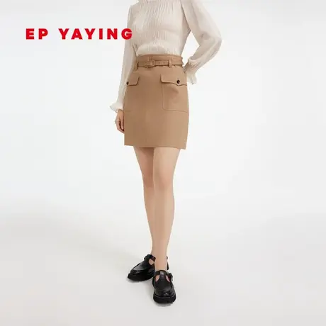 [唐嫣同款]EP雅莹女装 高腰口袋A摆棉质半身裙 2023新款3309A图片