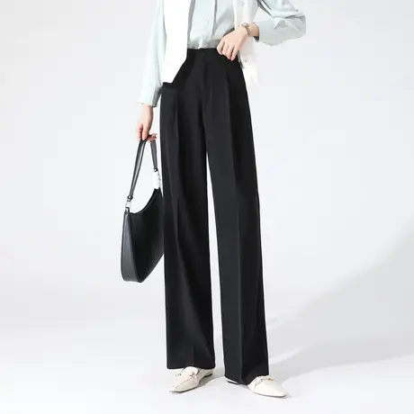 时尚气质百搭西裤2023年秋季新款女士简约宽松高腰显瘦通勤长裤图片