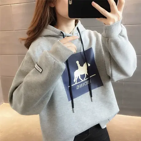 卫衣外套女秋冬2023新款百搭复古加绒加厚秋季慵懒风小个子上衣商品大图