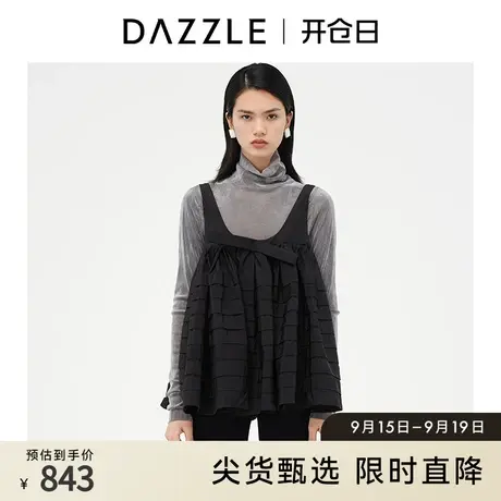 DAZZLE地素奥莱 黑色法式减龄无袖蓬蓬裙连衣裙女2E1O3011A图片