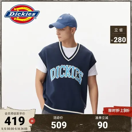 Dickies商场同款 23新品工装灵感春夏新款撞色线条毛线衫背心上衣商品大图