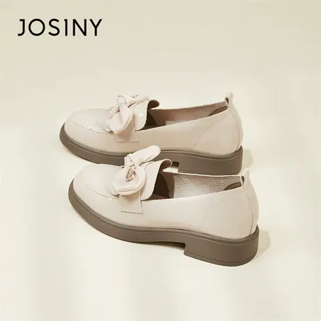 Josiny/卓诗尼厚底乐福鞋女2024春新款蝴蝶结粗跟单鞋学院风女鞋商品大图