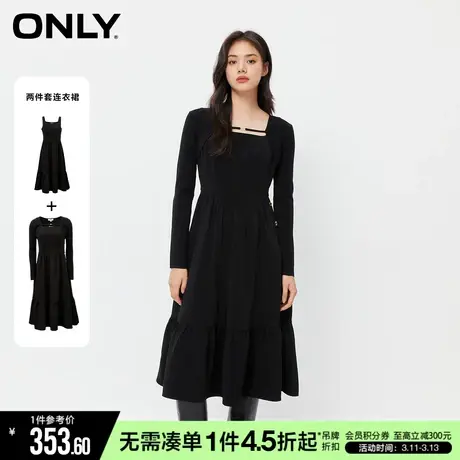 ONLY冬季气质针织套装长袖荷叶裙显瘦连衣裙女|123307025图片