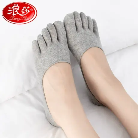 浪莎五指袜女夏季薄款纯棉防臭短袜分趾袜隐形不掉跟夏天女士船袜商品大图
