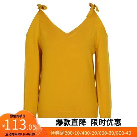 【艾格】2023春装新品女装肩部系带露肩设计甜美可爱风休闲针织衫图片