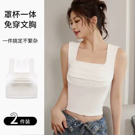 吊带背心女夏季2023新款显瘦甜辣风内搭外穿修身打底短款无袖上衣商品大图