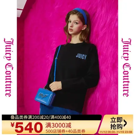 Juicy Couture橘滋23初秋冬新款简约百搭logo提字圆领女式毛衣图片