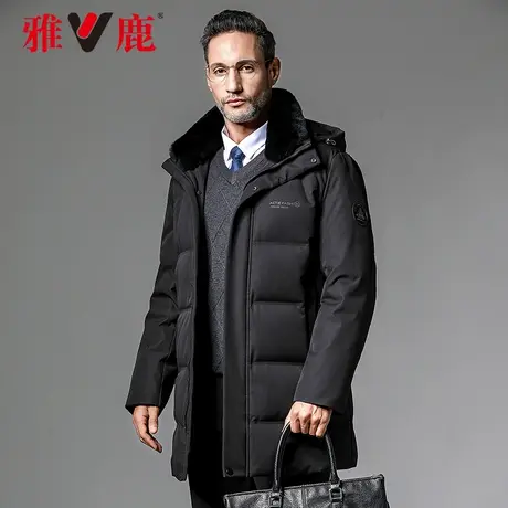 雅鹿羽绒服男中长款2023年冬季新款加厚毛领连帽派克服男款外套A图片