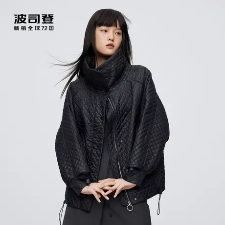 波司登奥莱立领短款廓形菱形格绗线时尚鹅绒轻薄羽绒服女时尚图片