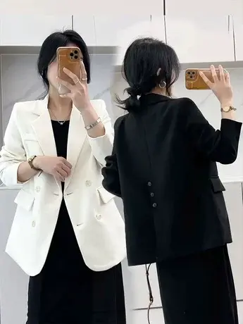 粉色西装外套女2023春秋新款韩系宽松显瘦气质今年流行小个子西服商品大图