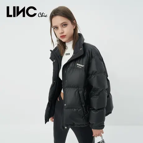 LINC金羽杰2023秋冬新款立领简约反季断码女款短款面包服羽绒服女商品大图