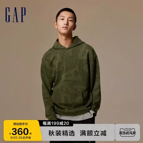 Gap男装秋季2023新款空气三明治LOGO宽松连帽衫760371卫衣图片