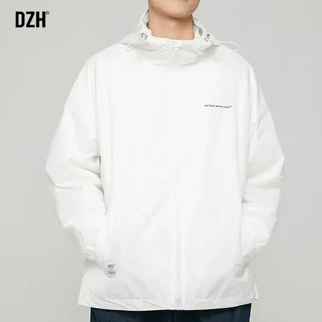 男士白色夹克外套男春秋ins潮休闲连帽上衣男装2023新款潮牌百搭商品大图