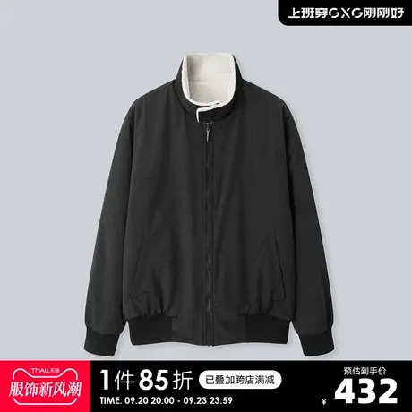 YATLAS亚锐男装2020冬季商场同款白色立领仿羊羔毛夹克男潮图片