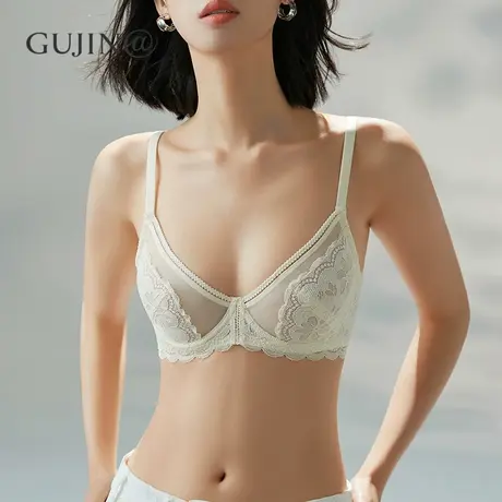 古今@内衣女大胸显小胸法式蕾丝软钢圈胸罩夏季性感超薄新款文胸图片