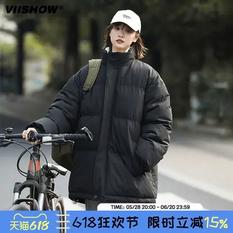 VIISHOW黑色棉服男士冬季2024新款棉衣潮牌高级感超保暖立领棉袄图片