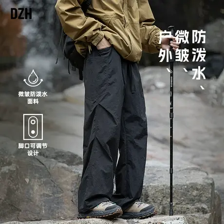 男士户外登山裤防水冲锋裤男2025新款春秋男裤拖地长裤美式伞兵裤商品大图