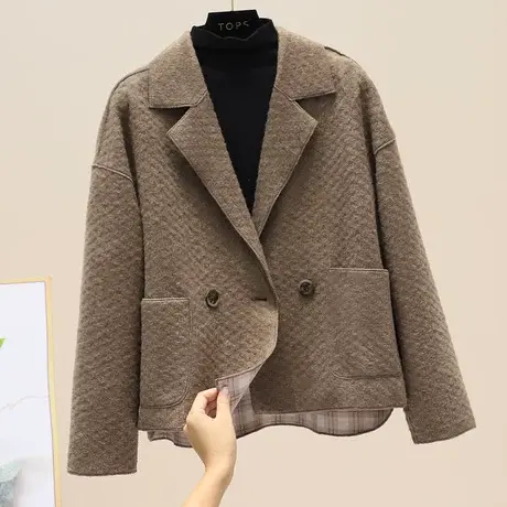 女毛呢外套大衣女中长款秋冬外套女洋气复古韩版时尚流行呢大衣图片