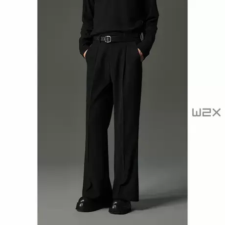 w2x2024冬季新款厚款男士休闲裤时尚喇叭裤垂坠感直筒宽松长裤子商品大图