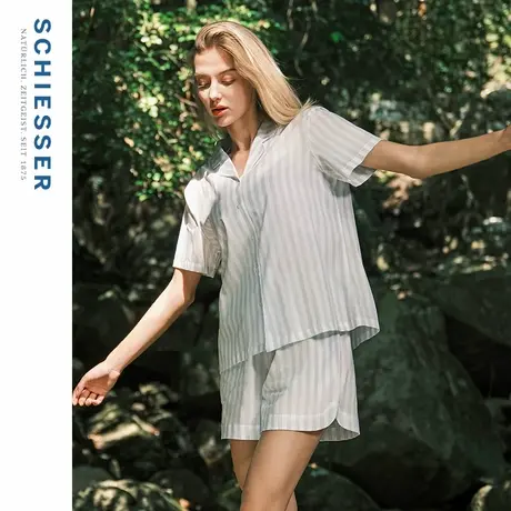 SCHIESSER舒雅女士纯棉软糯亲肤透气梭织条纹睡衣家居服套装22651商品大图