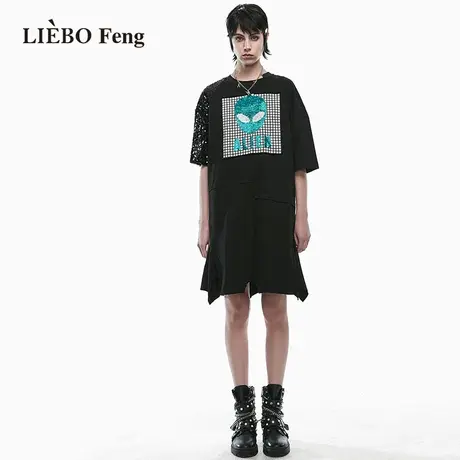 裂帛LIEBOFeng商场同款2023年夏季新款国潮原创设计宽松T恤连衣裙图片