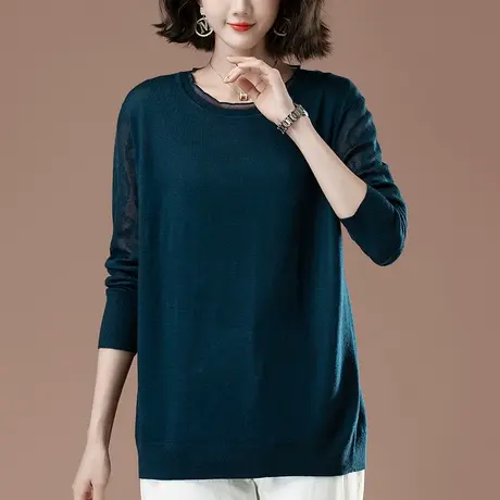 毛衣女秋冬新款加肥加大码女装宽松中年妈妈遮肚显瘦针织衫打底衫商品大图