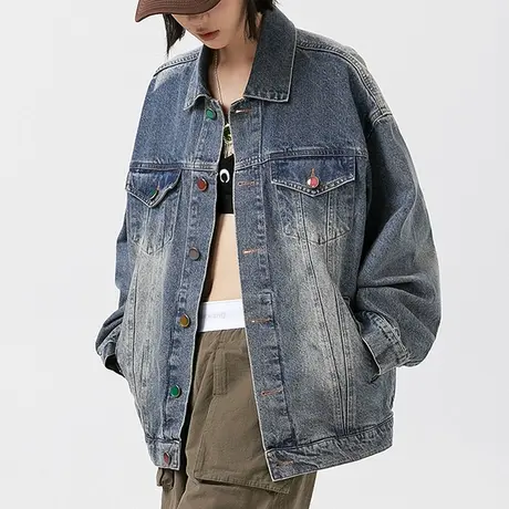 男士秋季牛仔外套男潮高级感超火情侣装2023新款美式工装夹克上衣商品大图